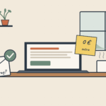 Schreibtisch mit Laptop und Brief ‚OBS-Beitrag?‘ – Coworking und Virtual Office in der PostWerkStatt Ottensheim.